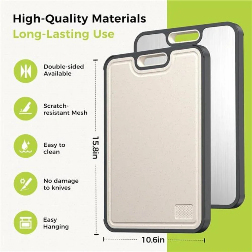 Titanium Cutting Board for Kitchen, Cutting Board Double Sided Food Grade, Pure